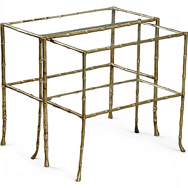 Pair of nest coffee tables with brass legs, 1960s