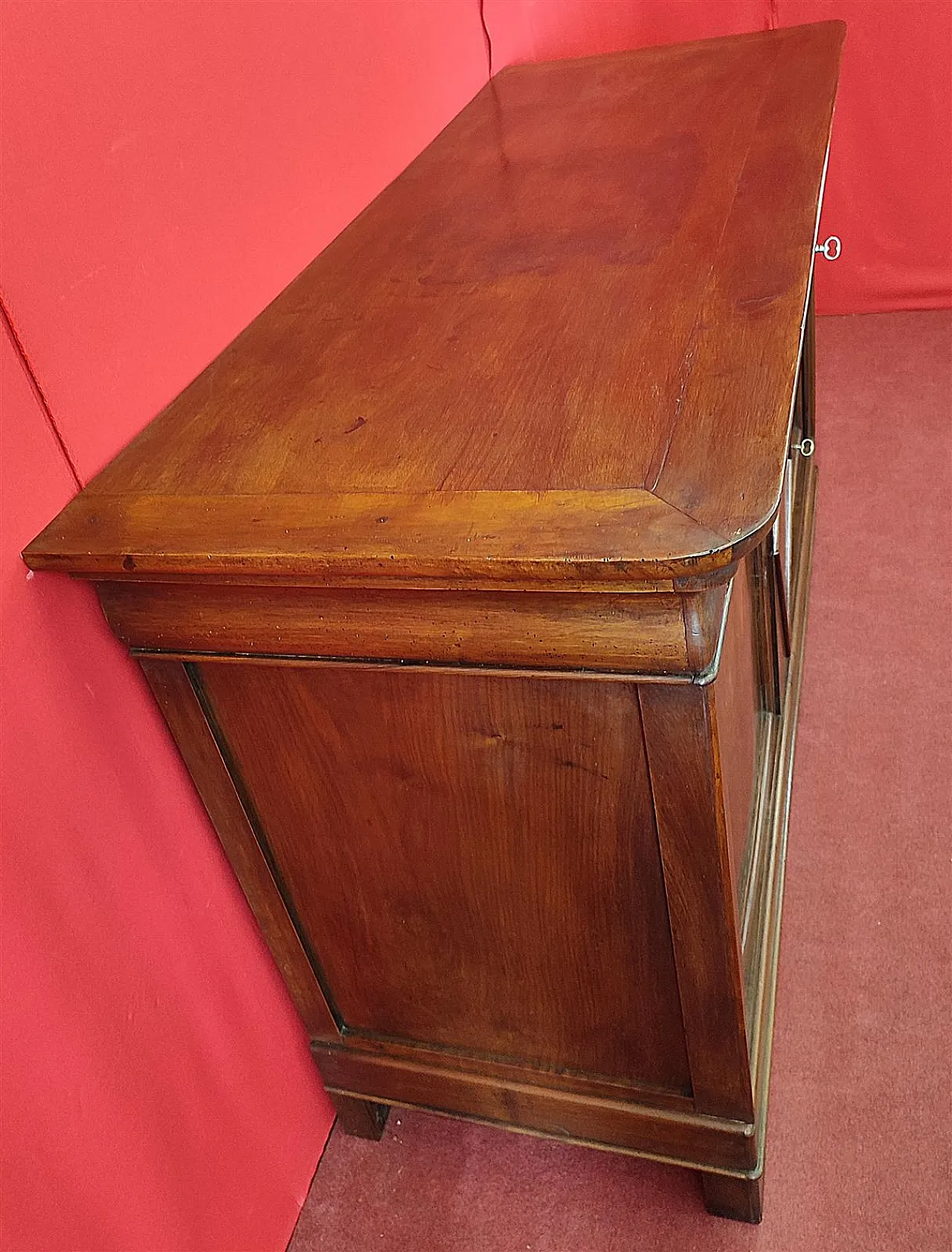 Credenza in legno di noce con due porte e rombo, '800 3