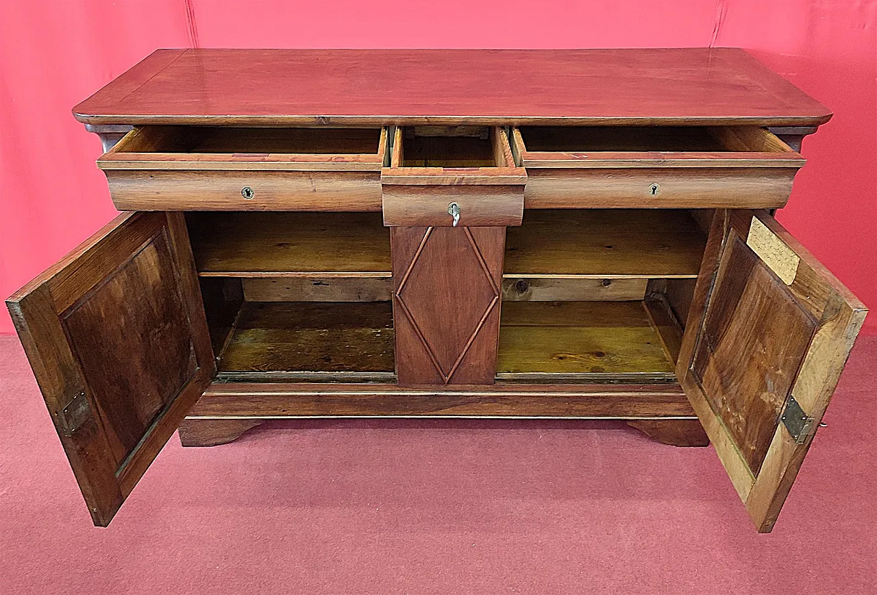 Credenza in legno di noce con due porte e rombo, '800 5