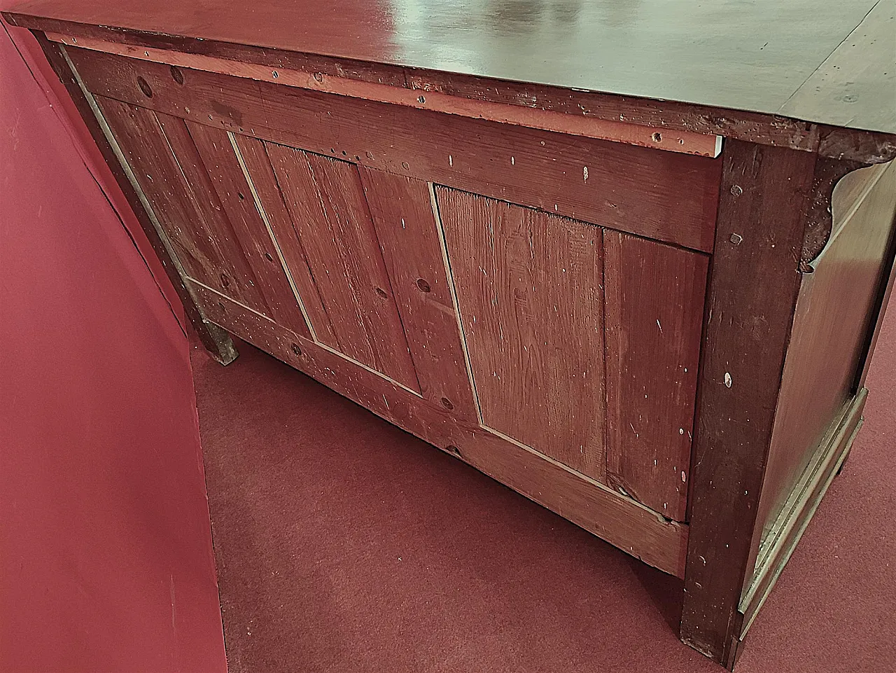 Credenza in legno di noce con due porte e rombo, '800 9