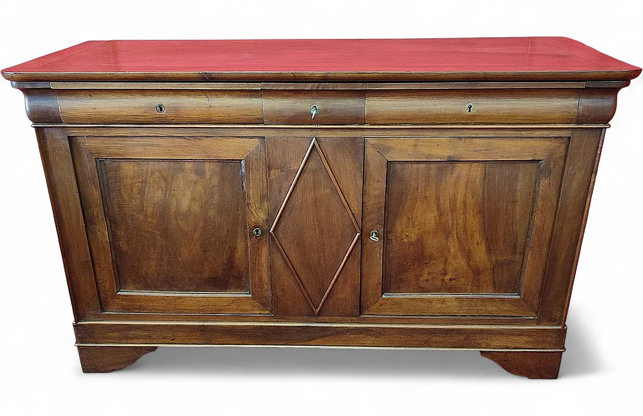 Credenza in legno di noce con due porte e rombo, '800 11