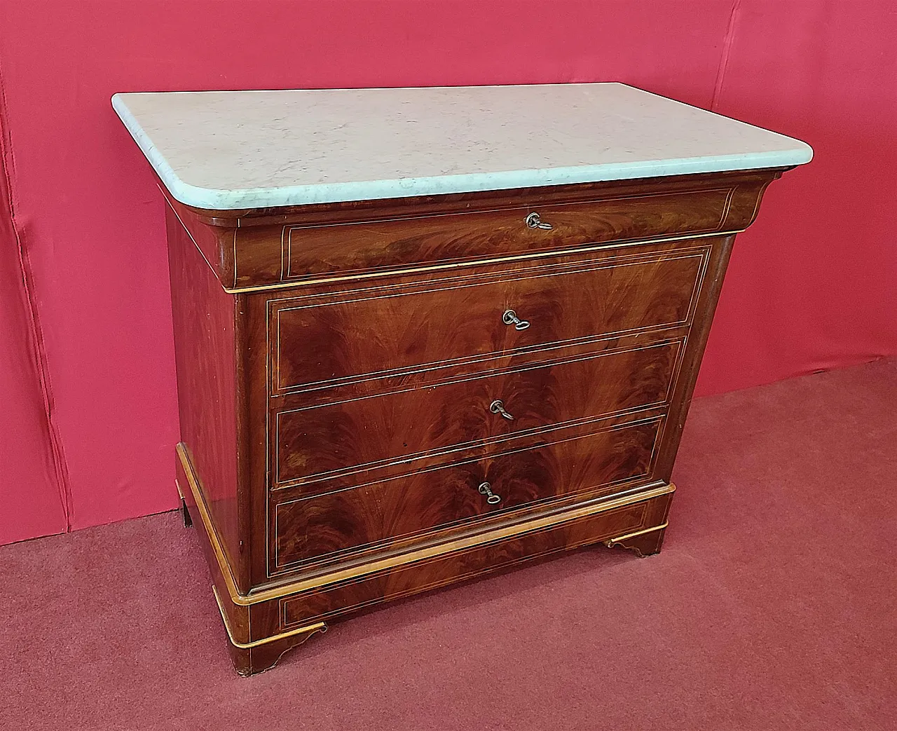 Small mahogany dresser with marble top, 19th century 1