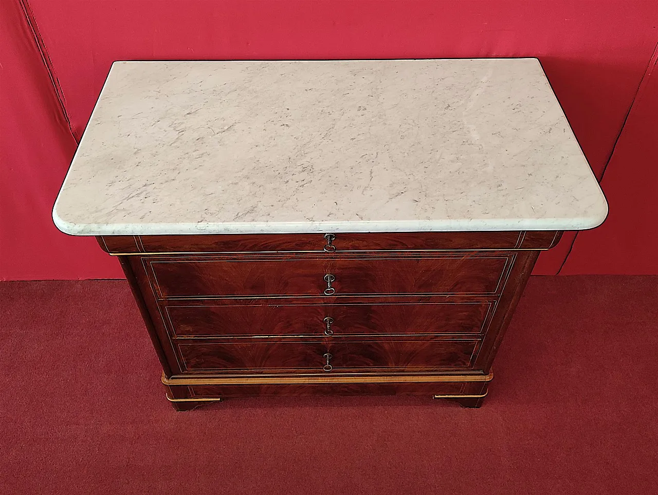 Small mahogany dresser with marble top, 19th century 2