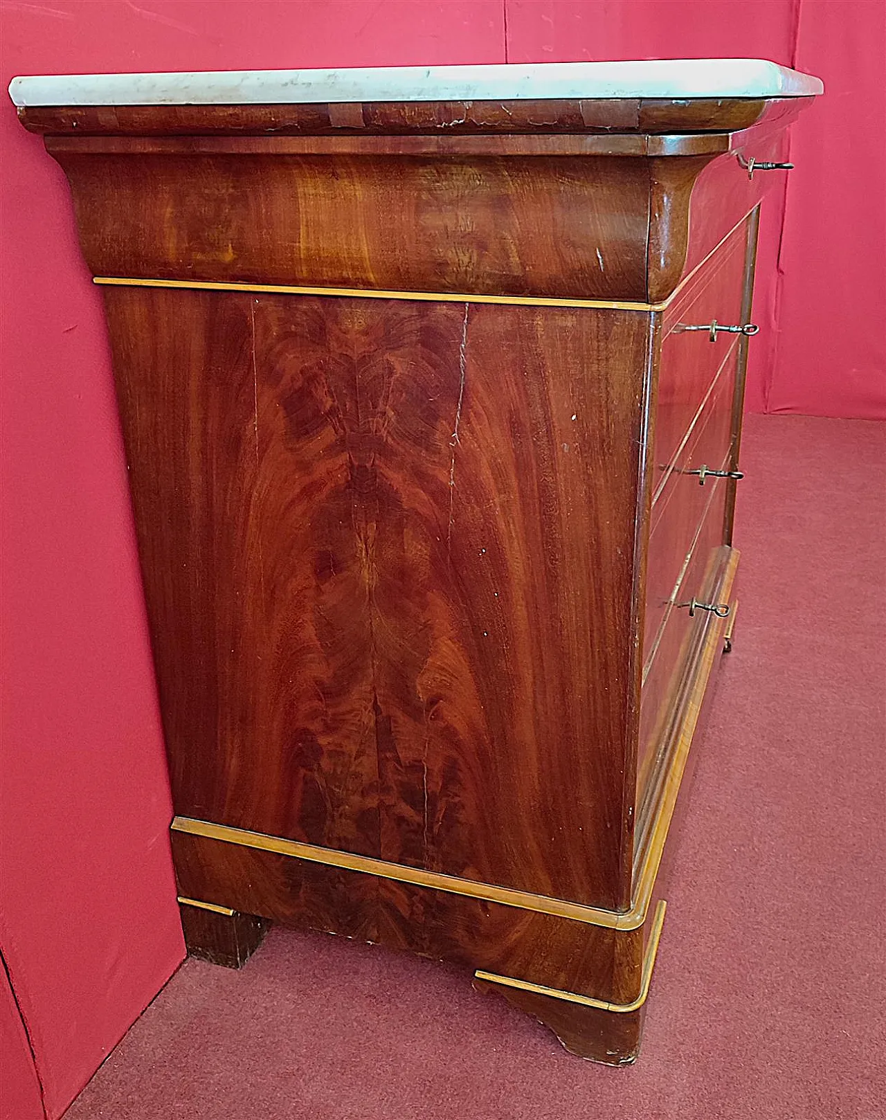 Small mahogany dresser with marble top, 19th century 3