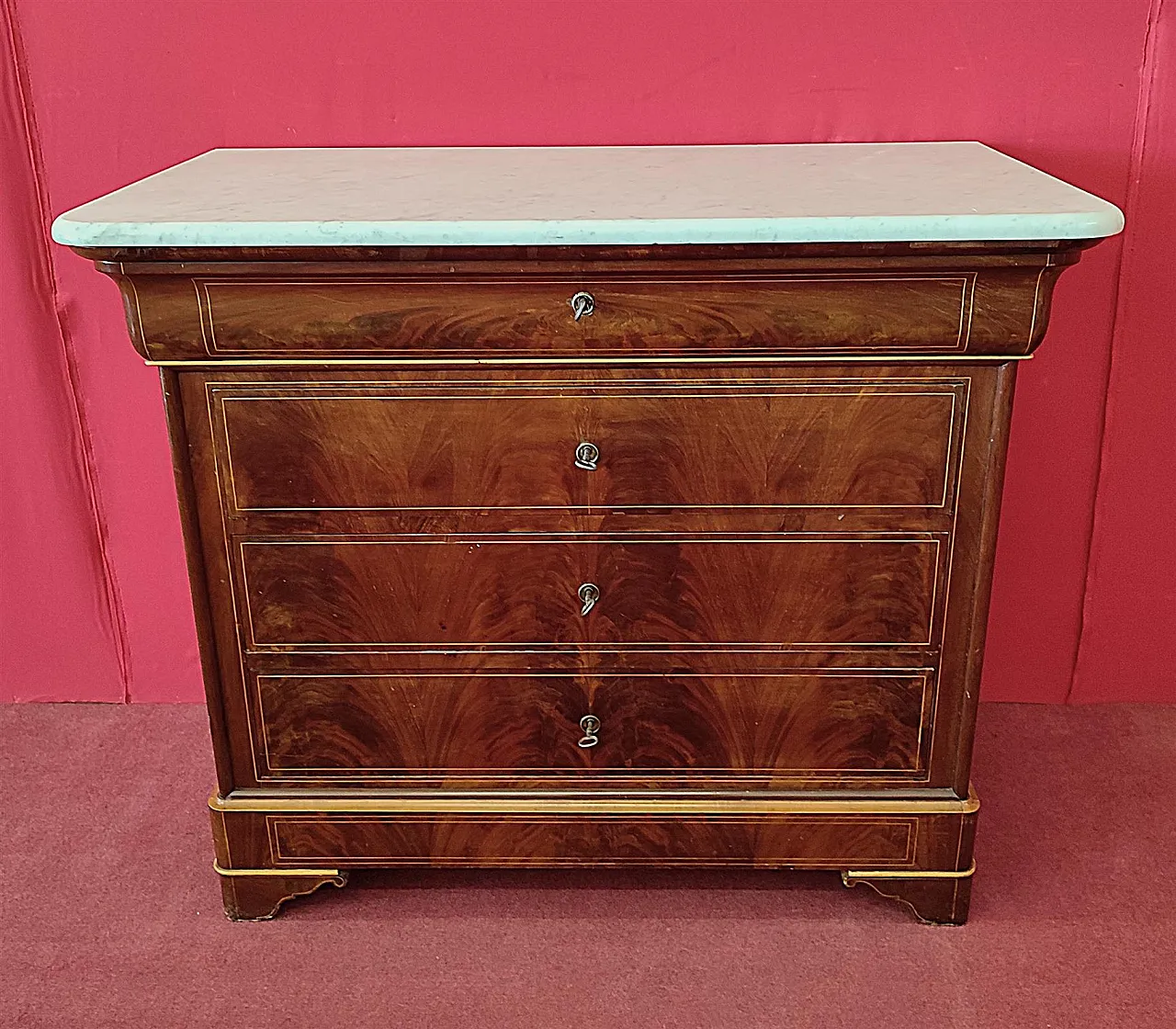 Small mahogany dresser with marble top, 19th century 10