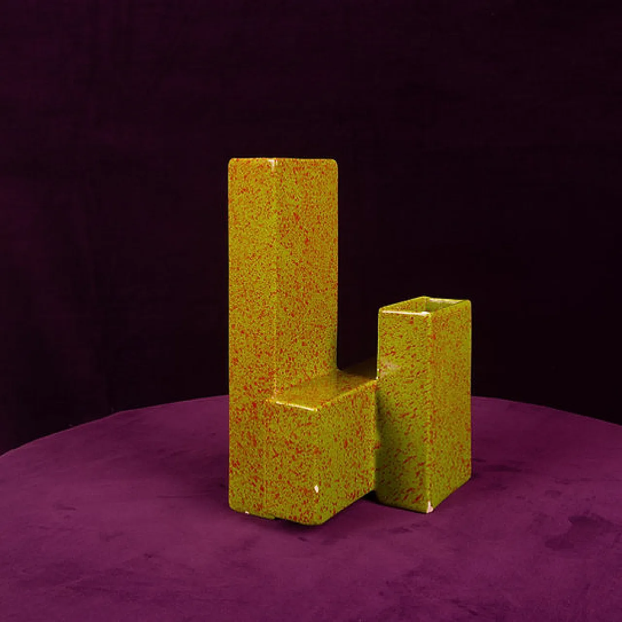 Geometric twin-column ceramic vase Space Age, 1970s 1
