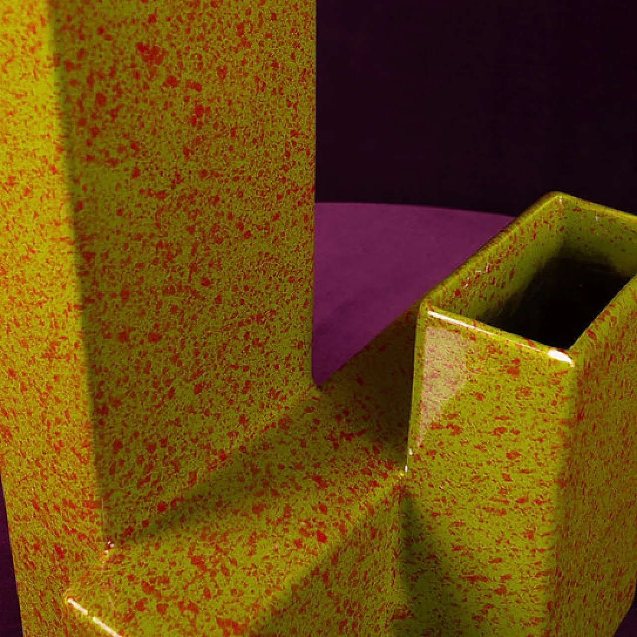 Geometric twin-column ceramic vase Space Age, 1970s 2