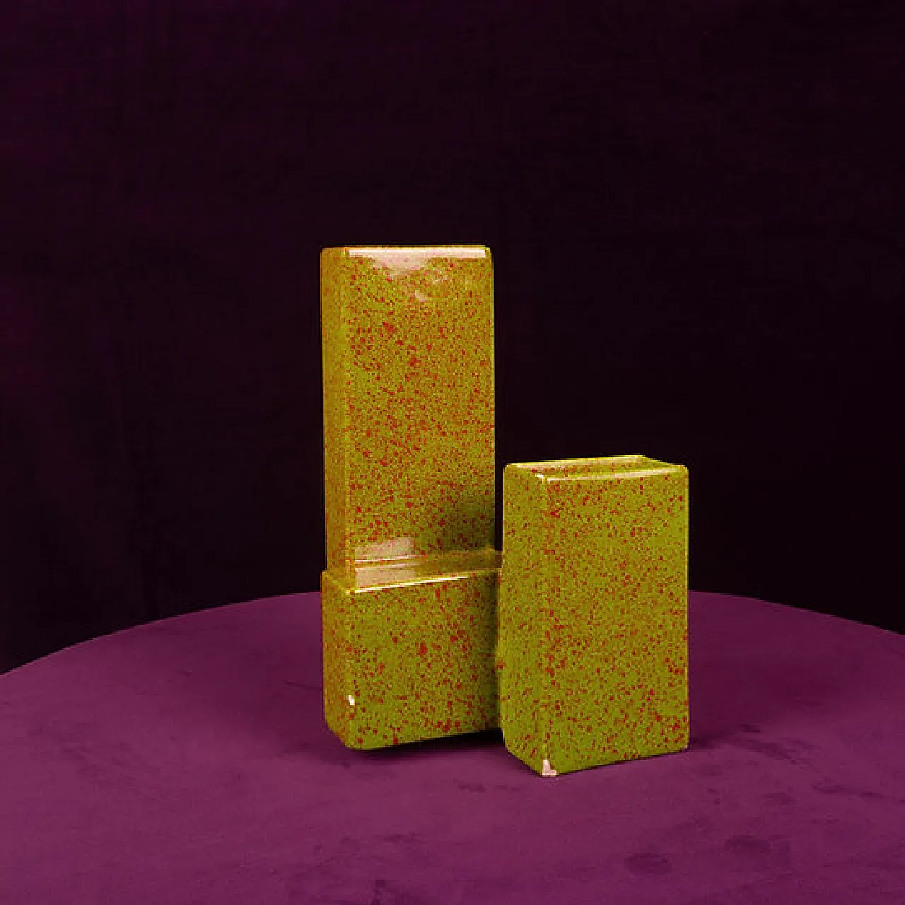 Geometric twin-column ceramic vase Space Age, 1970s 3