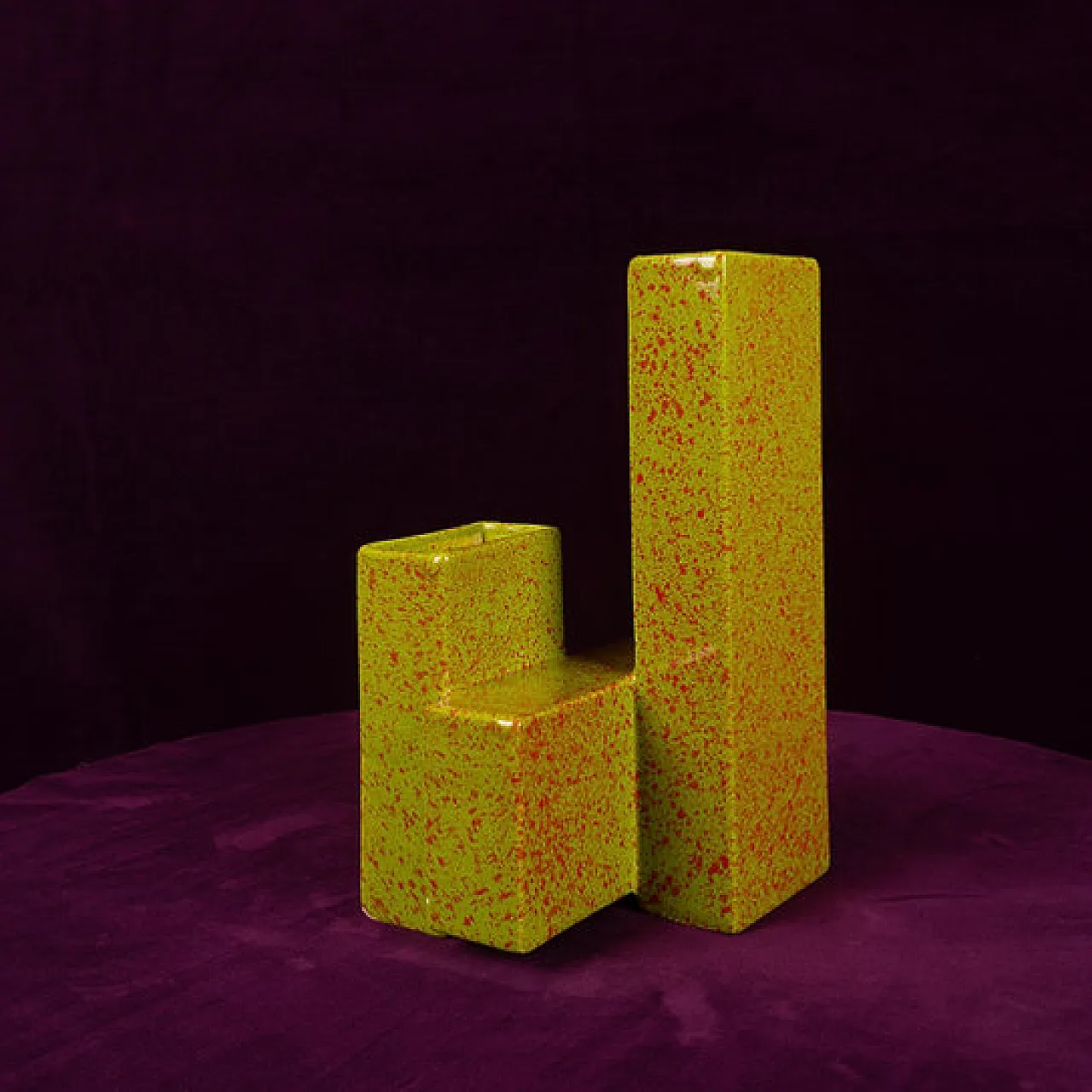 Geometric twin-column ceramic vase Space Age, 1970s 5