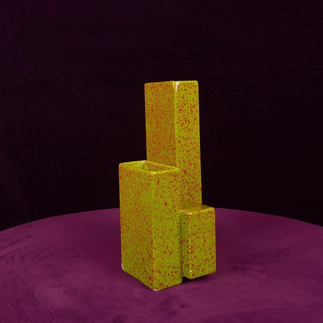 Geometric twin-column ceramic vase Space Age, 1970s 6