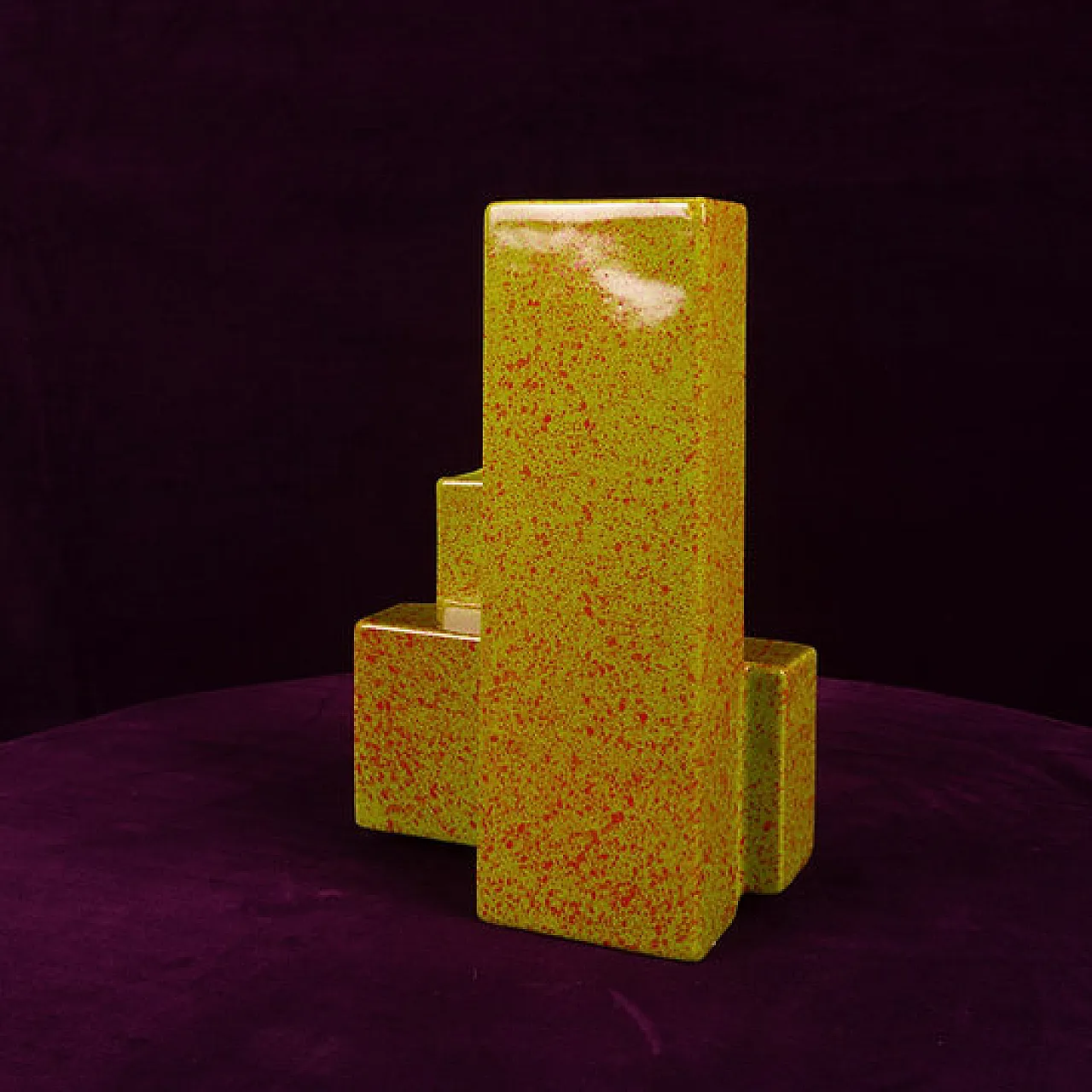 Geometric twin-column ceramic vase Space Age, 1970s 7