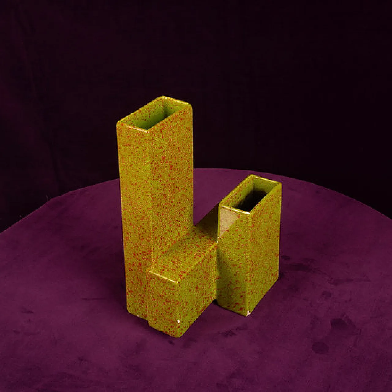 Geometric twin-column ceramic vase Space Age, 1970s 8