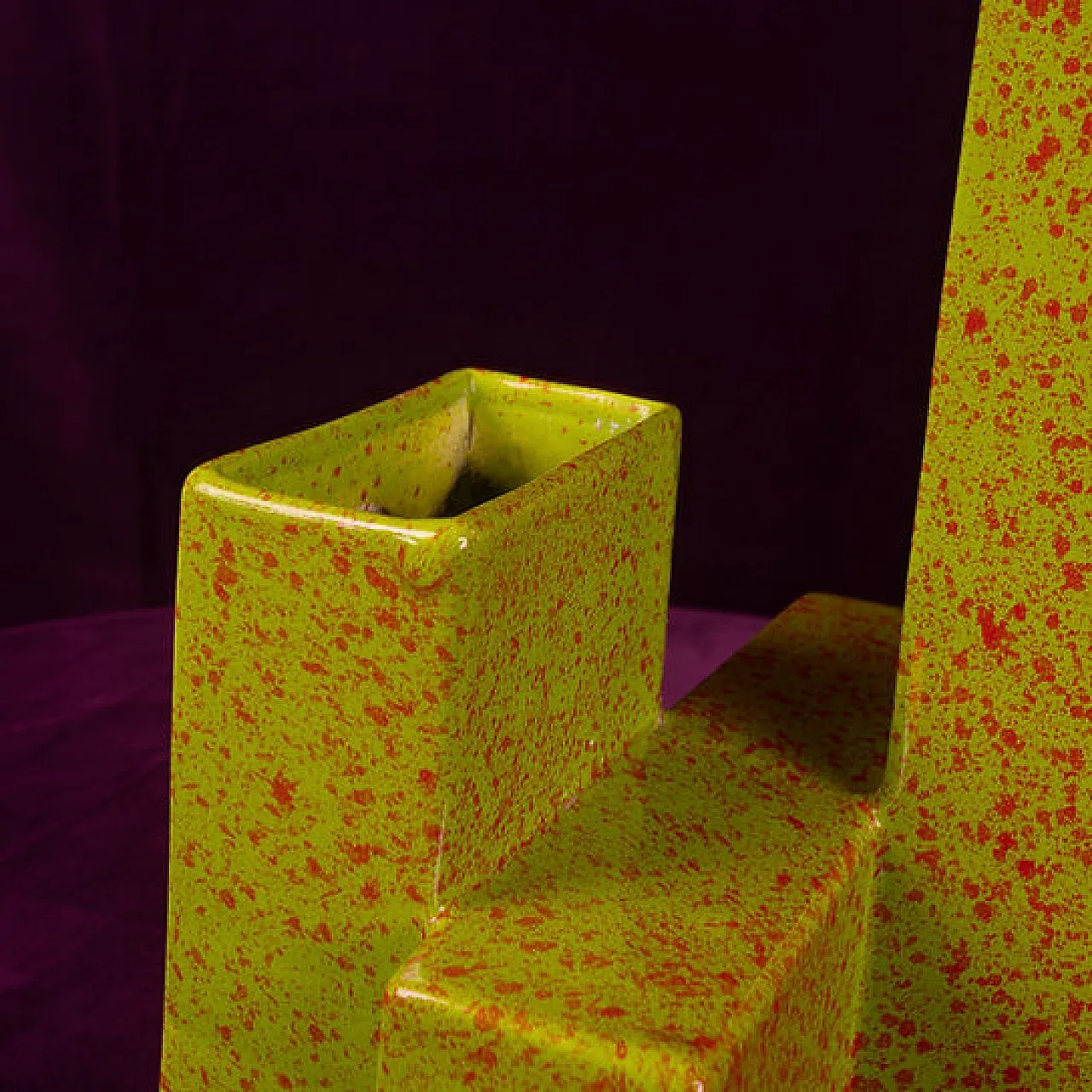 Geometric twin-column ceramic vase Space Age, 1970s 9