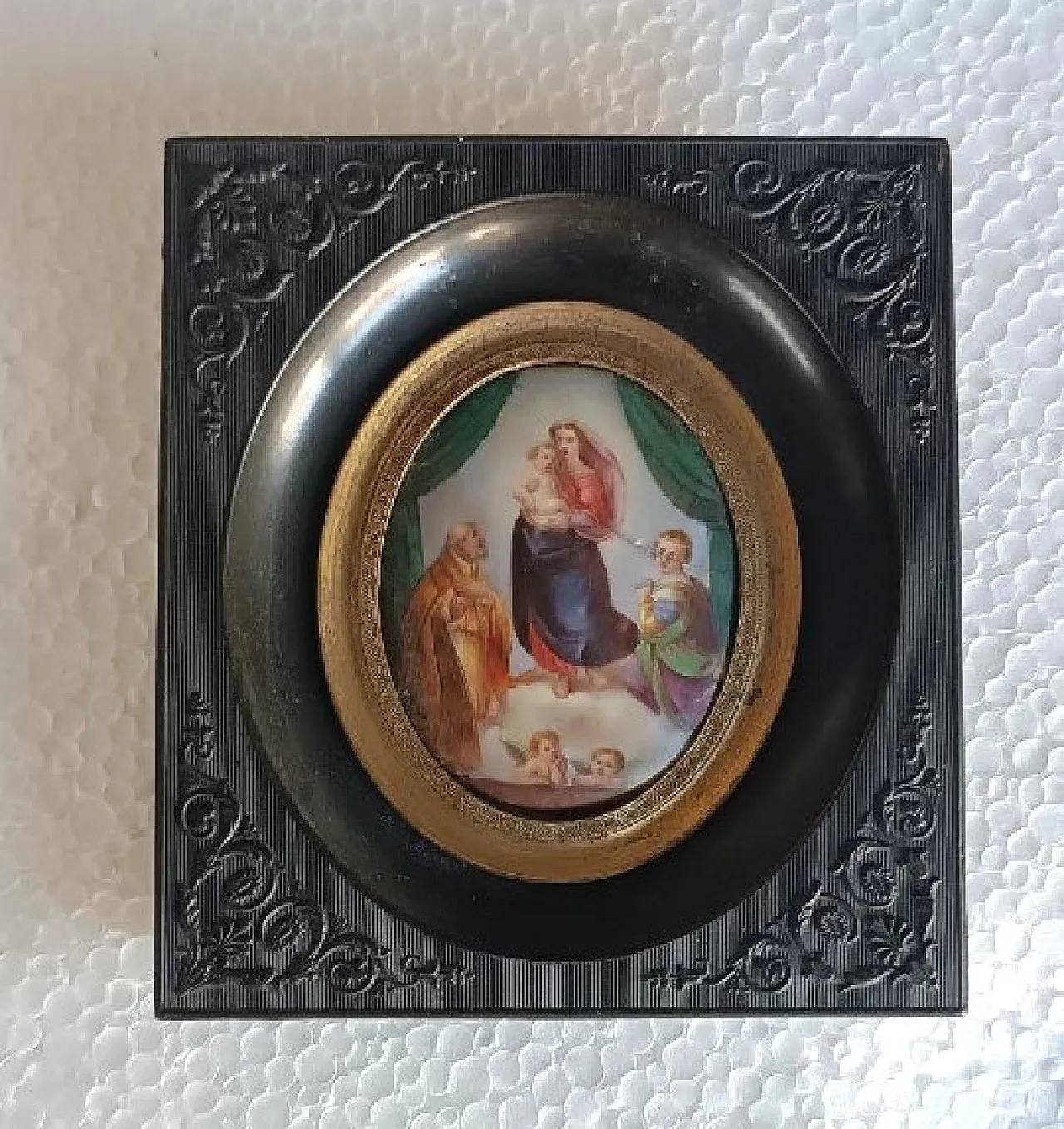 Madonna of San Sisto, miniature on painted porcelain, 19th century 1