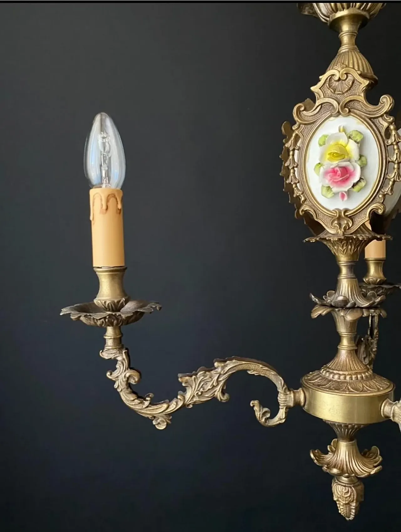 Chandelier with ceramic decorations, 1960s 6
