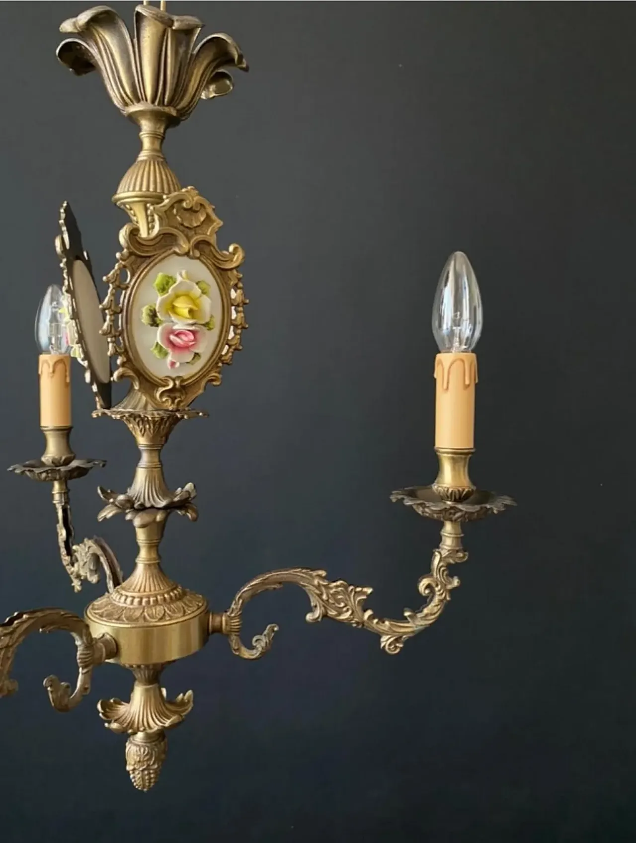 Chandelier with ceramic decorations, 1960s 7