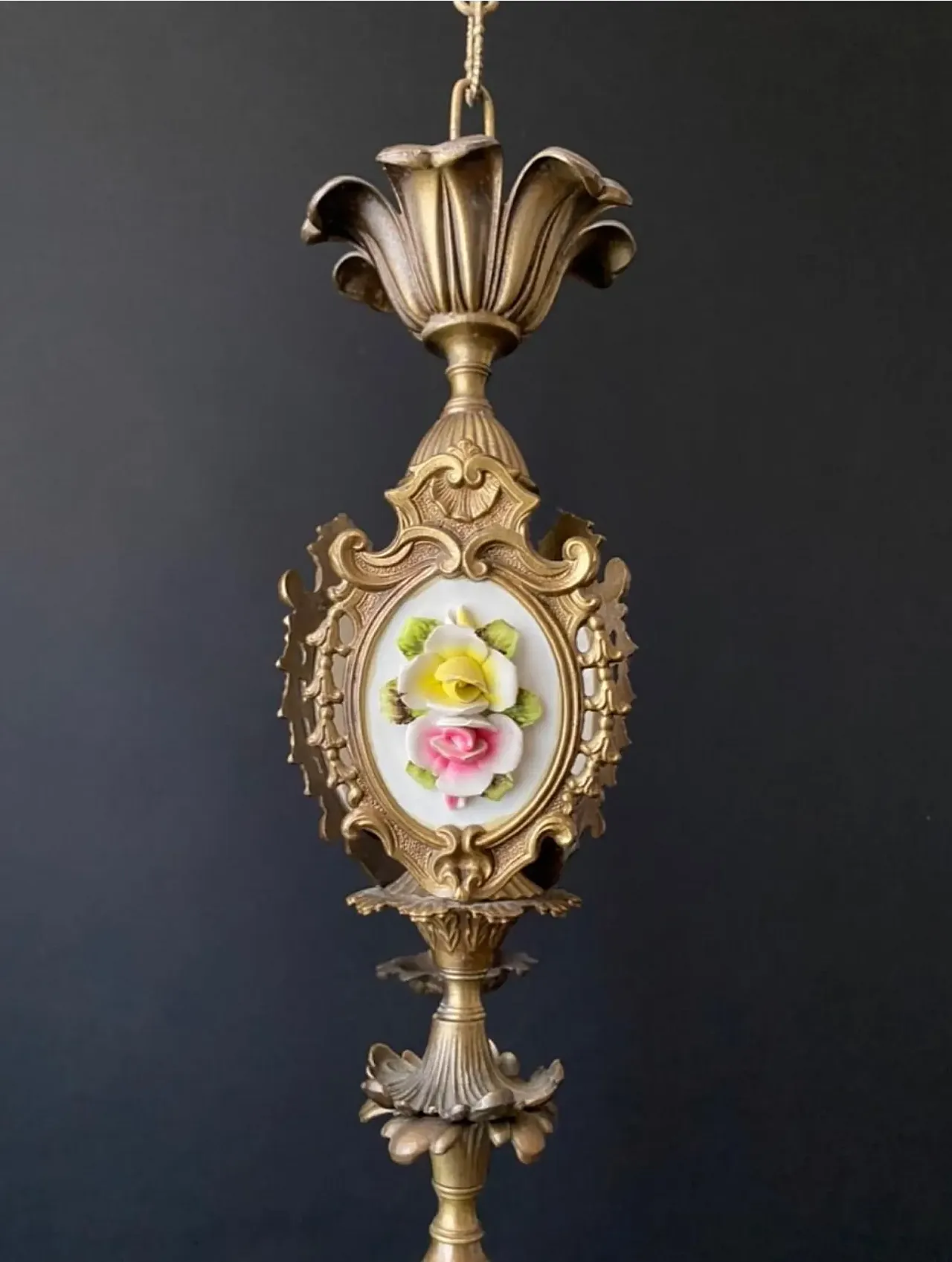Chandelier with ceramic decorations, 1960s 8