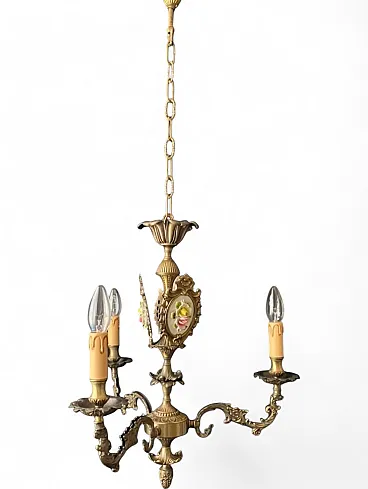 Chandelier with ceramic decorations, 1960s