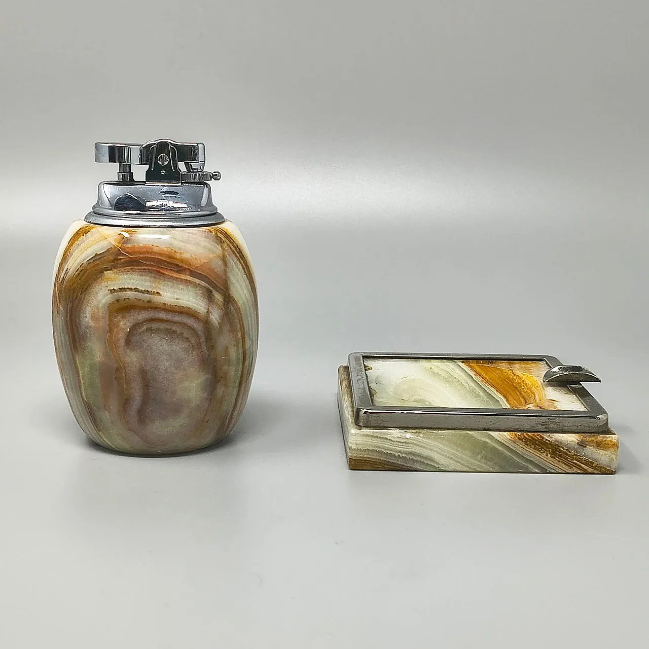 Mid-Century Modern onyx lighter and ashtray, 1960s 1