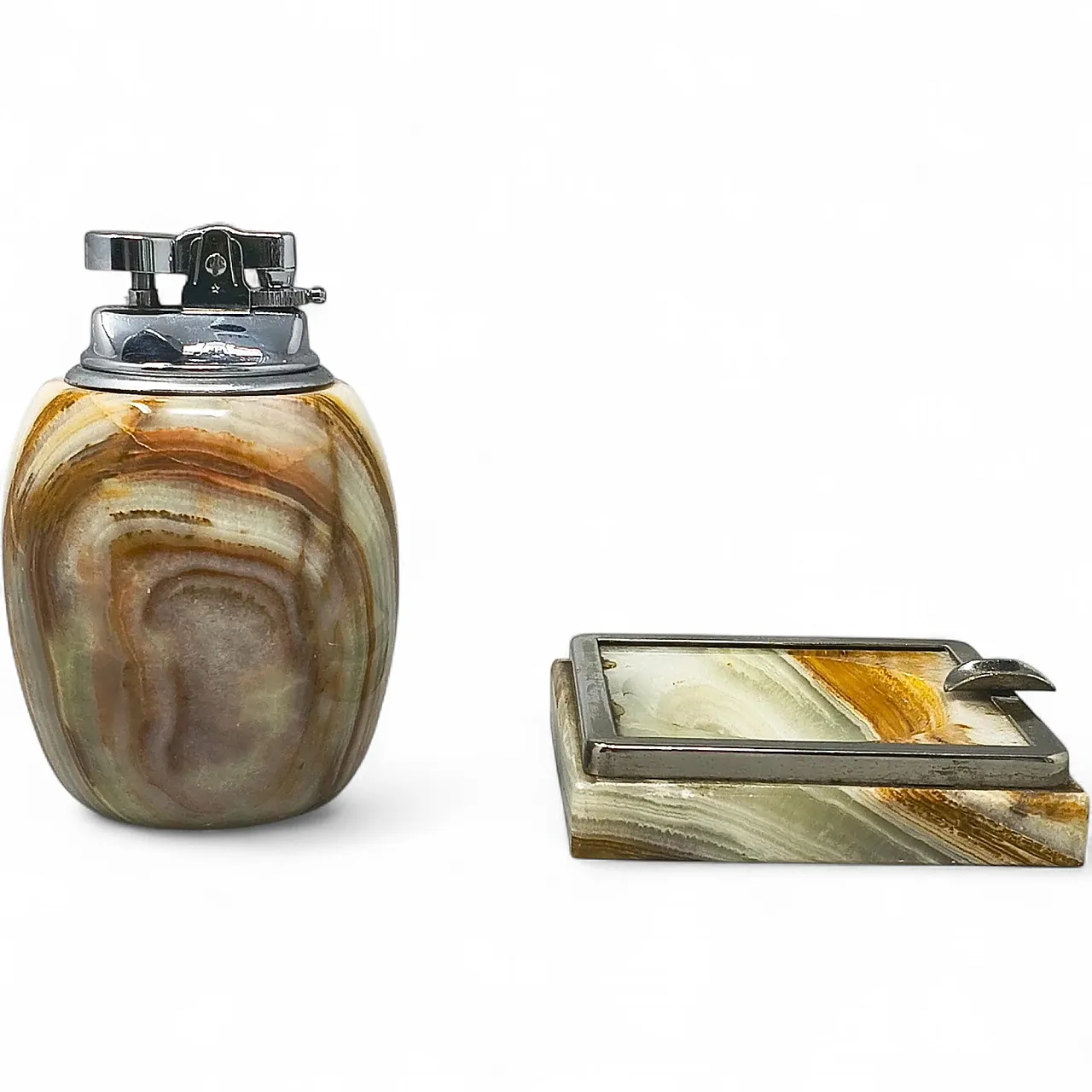 Mid-Century Modern onyx lighter and ashtray, 1960s 8