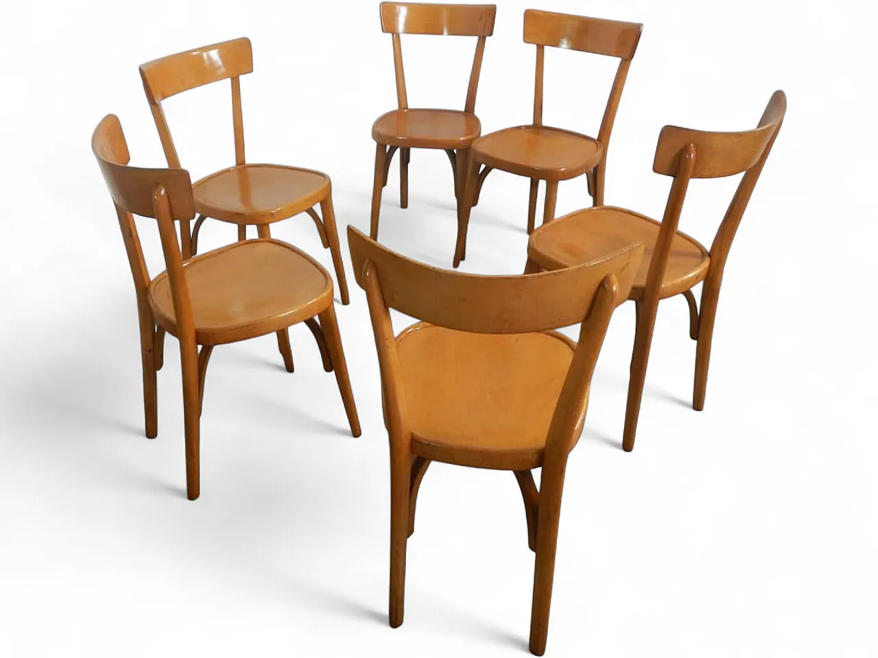Sedie da bistrot in faggio set di 6 1970 13