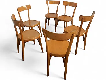 Beech bistro chairs set of 6 1970