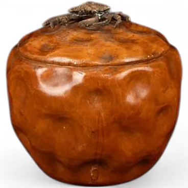 Aldo Tura, carved pear wood lidded box with bronze crab, 1940s