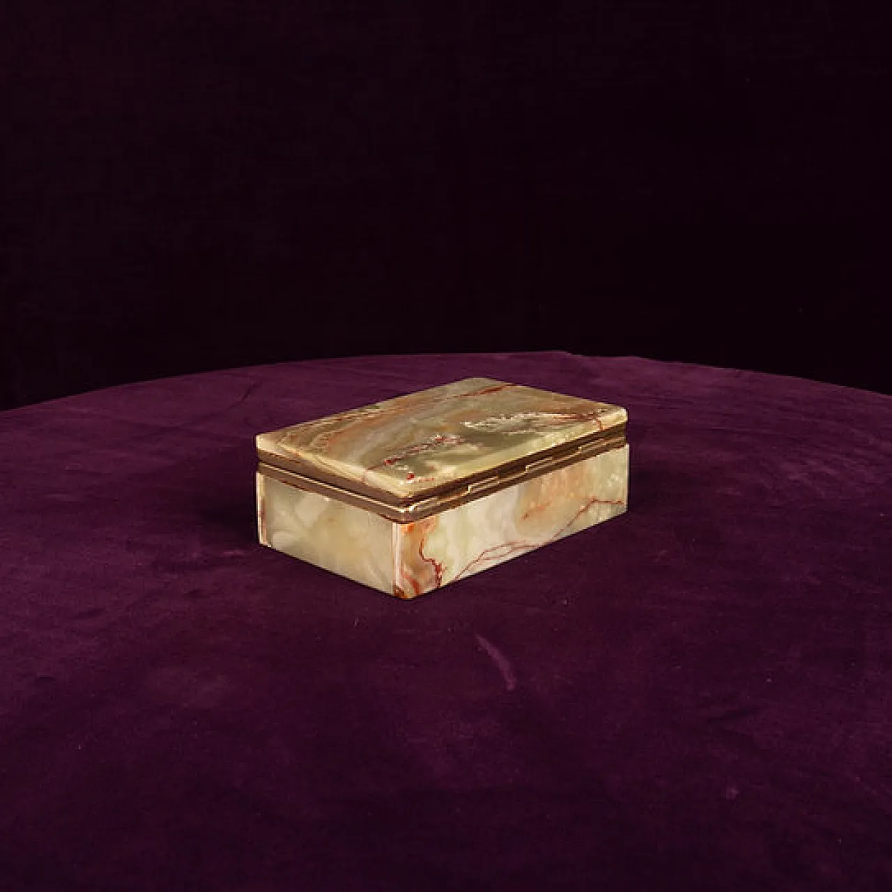 Green onyx and brass lidded catch-all box, 1970s 3