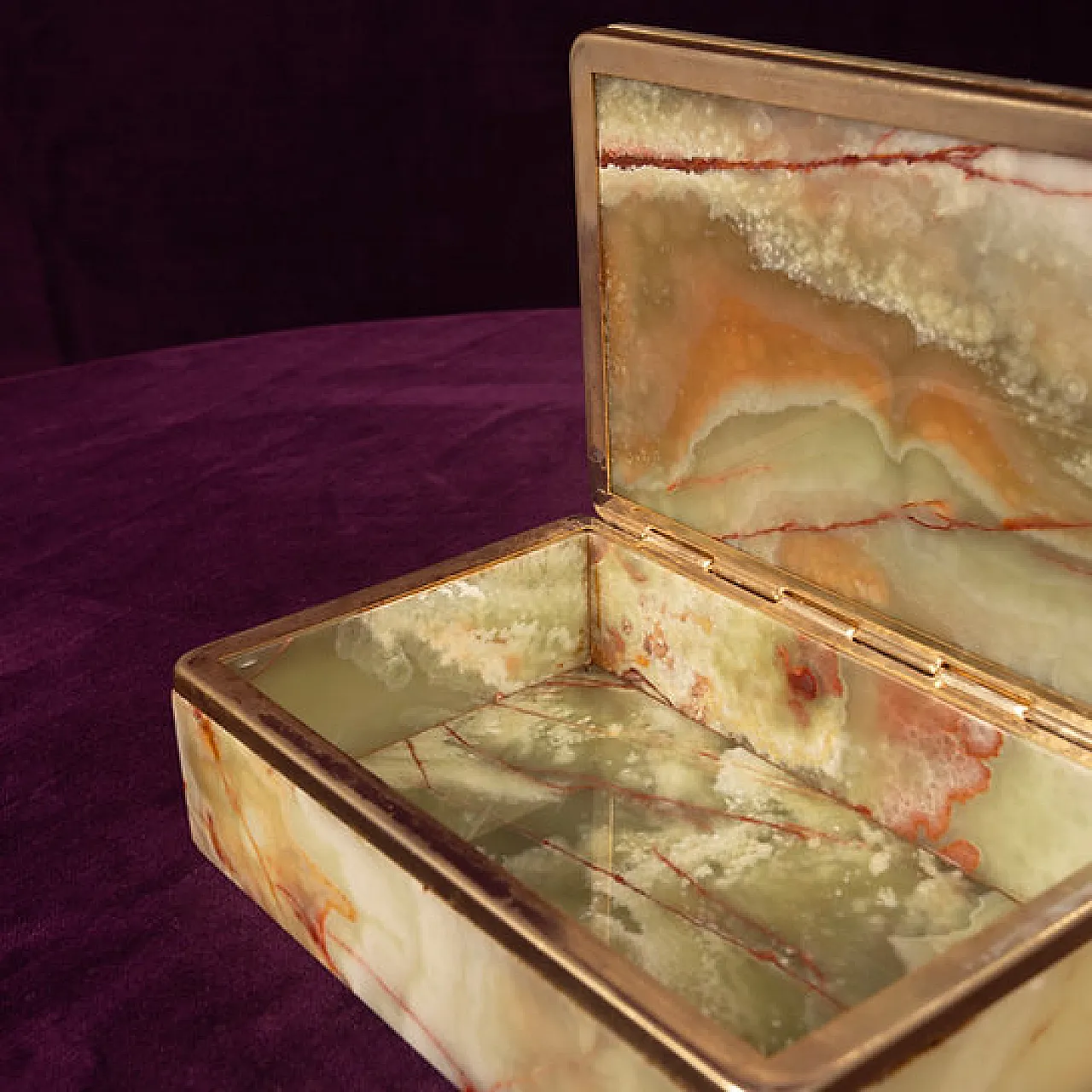 Green onyx and brass lidded catch-all box, 1970s 5
