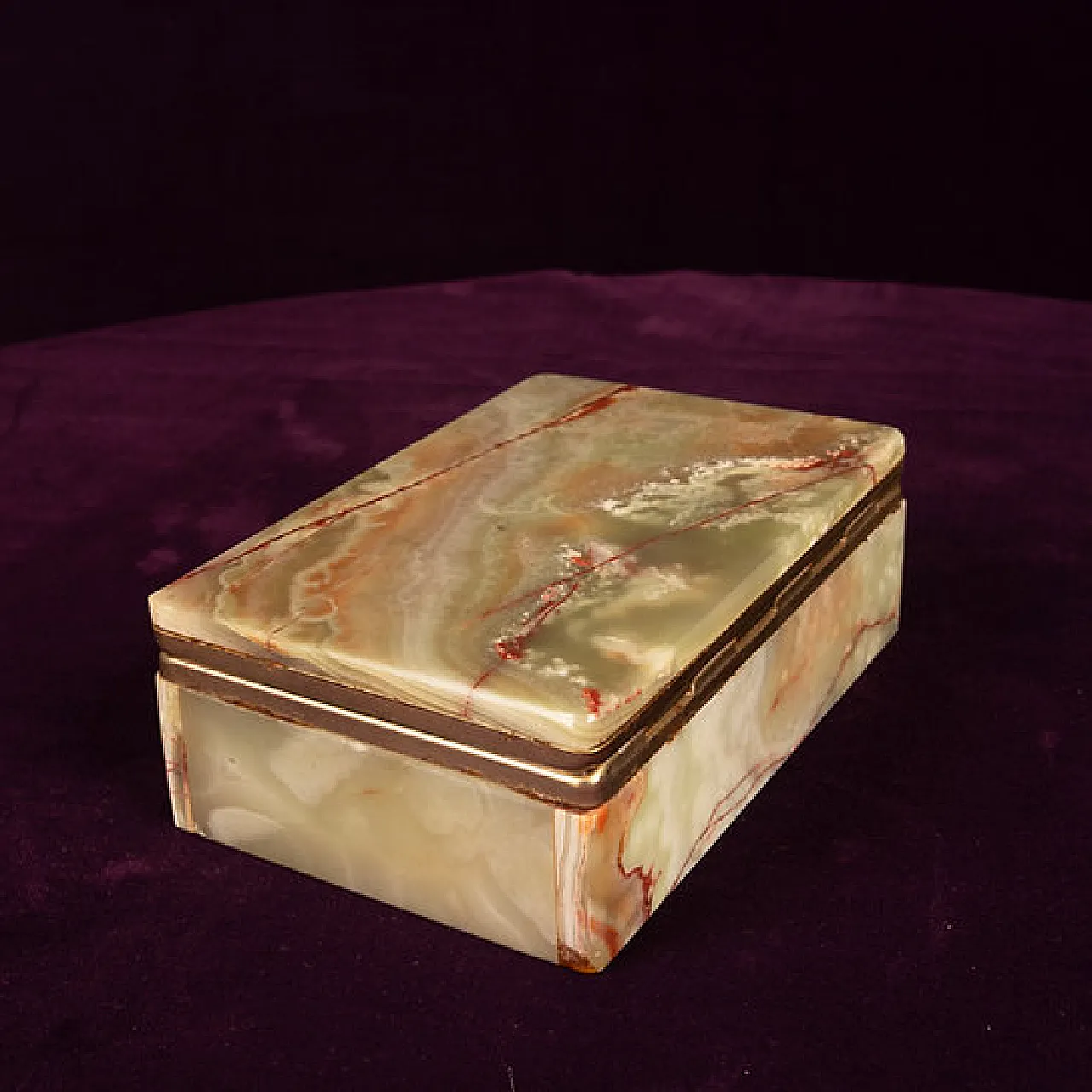 Green onyx and brass lidded catch-all box, 1970s 7