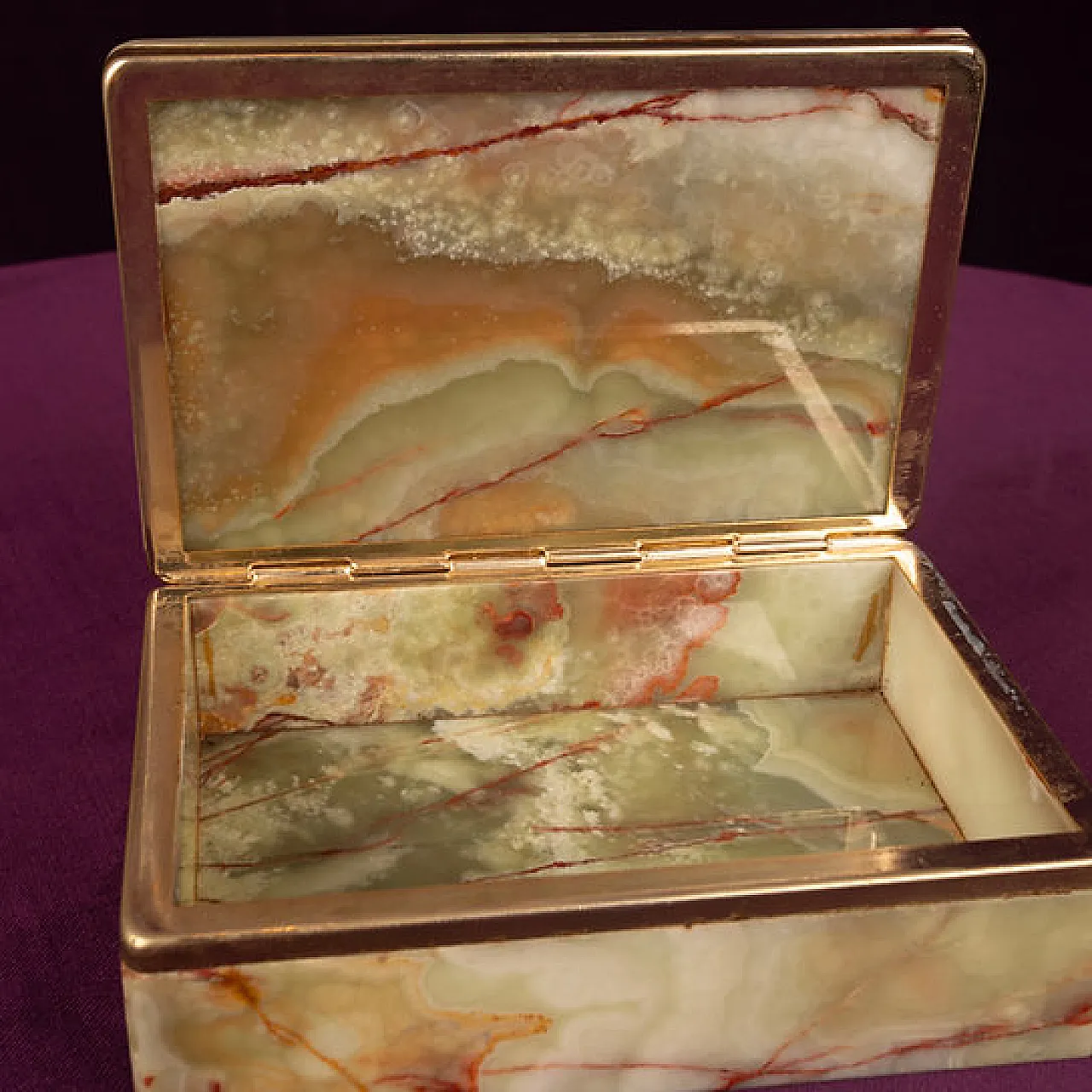 Green onyx and brass lidded catch-all box, 1970s 9