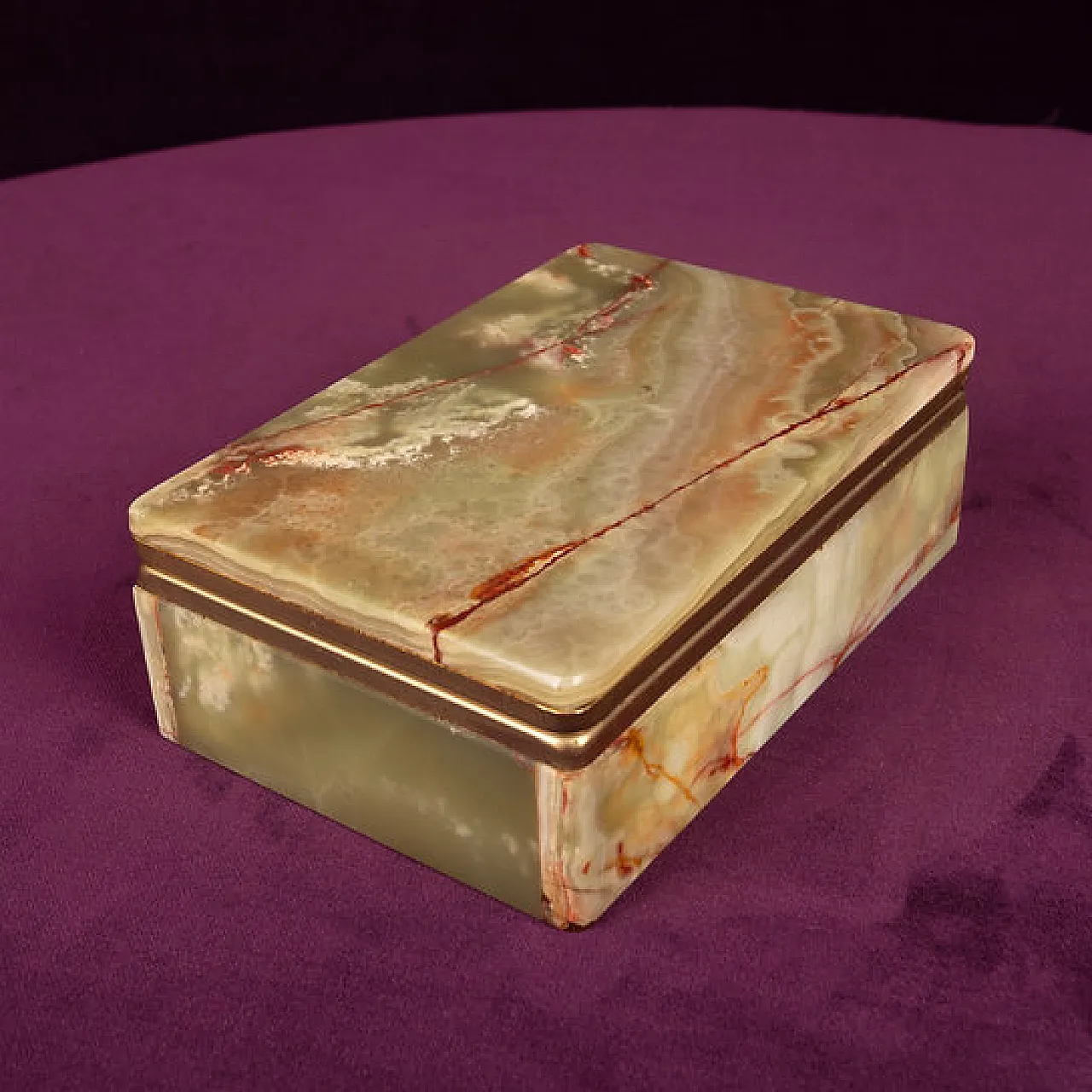 Green onyx and brass lidded catch-all box, 1970s 11