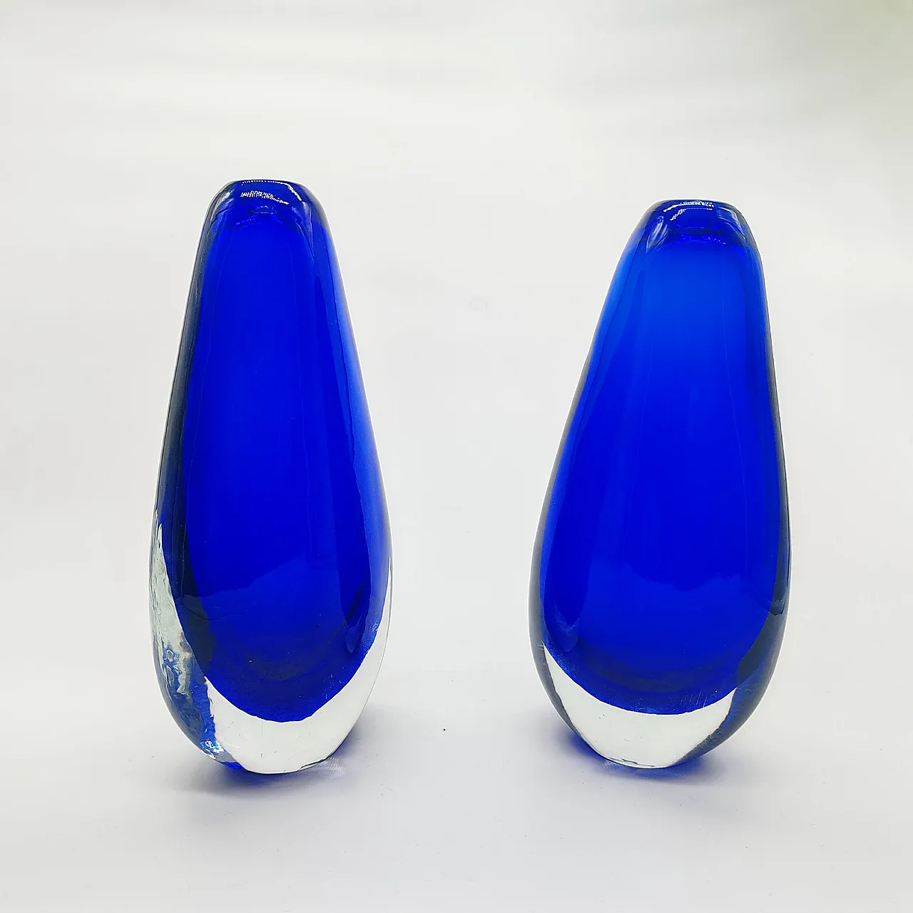 Pair of vases in Murano glass by Flavio Poli for Seguso, 1960s 1