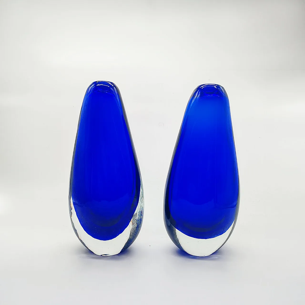 Pair of vases in Murano glass by Flavio Poli for Seguso, 1960s 2