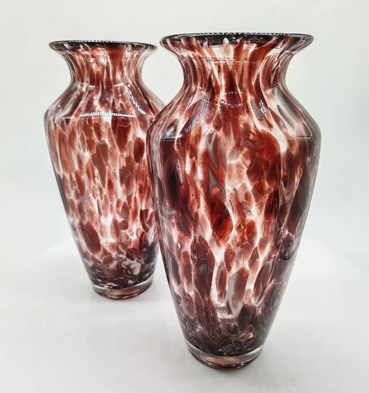 Pair of handmade vases in Murano glass, 1960s 2
