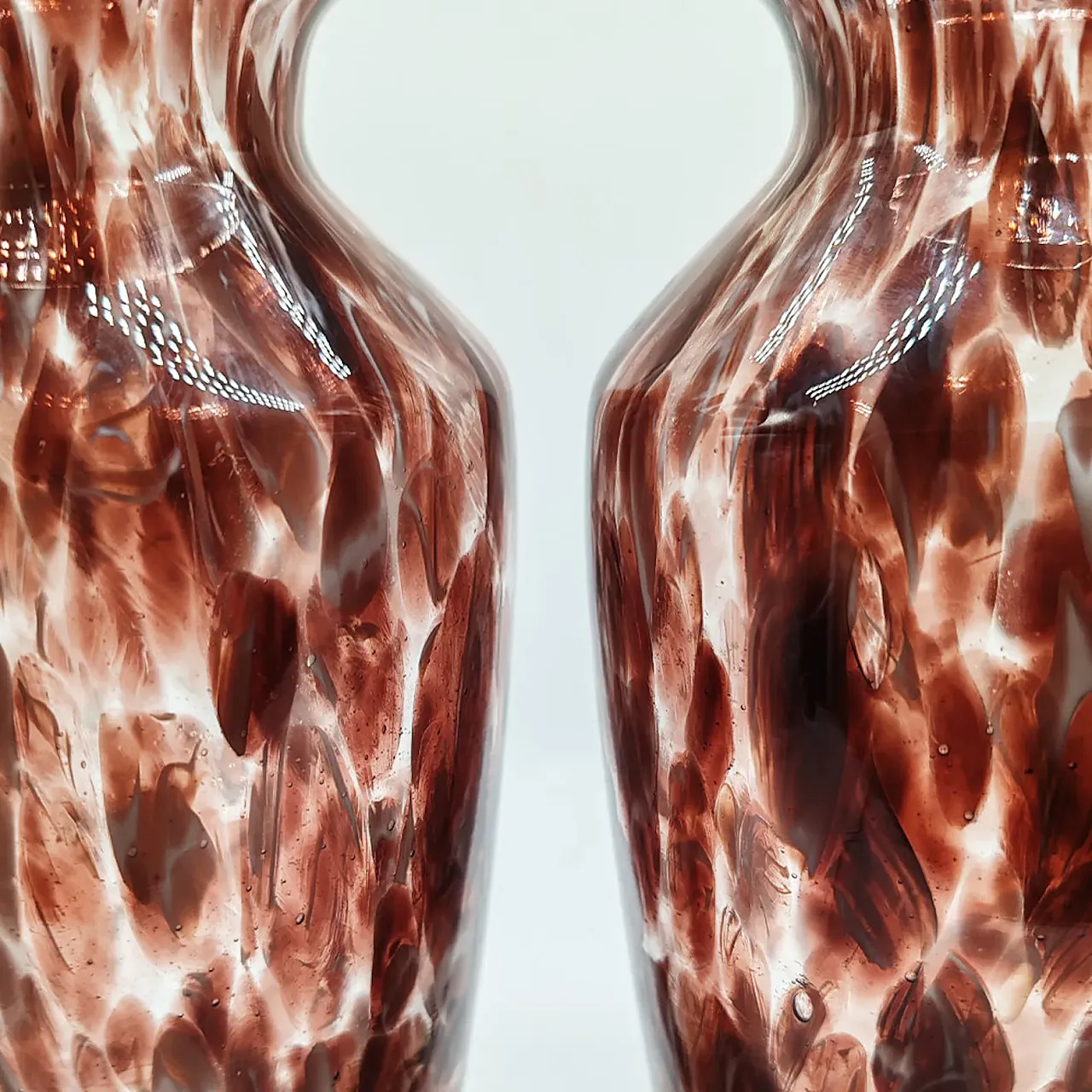 Pair of handmade vases in Murano glass, 1960s 3