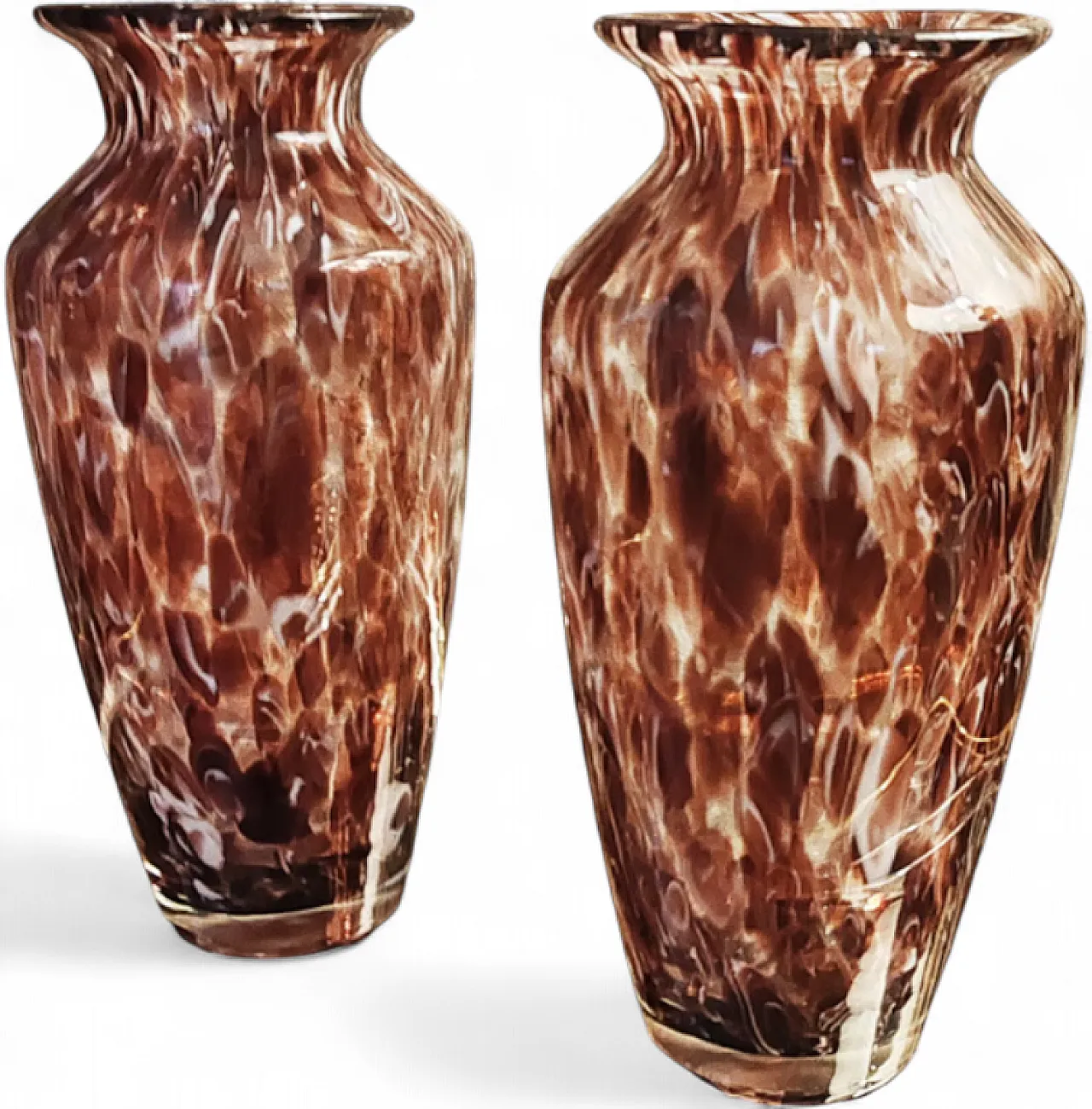 Pair of handmade vases in Murano glass, 1960s 6