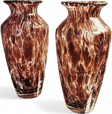 Pair of handmade vases in Murano glass, 1960s