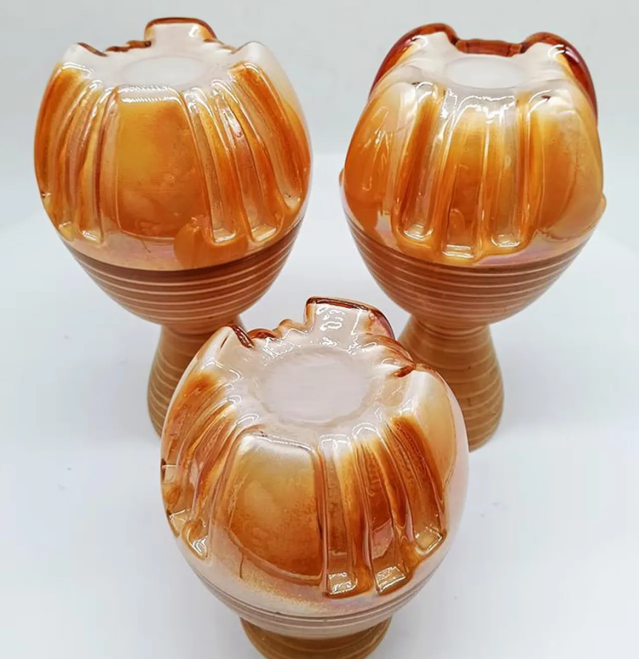 3 Space Age little jacketed vase in Murano glass, 1970s 7
