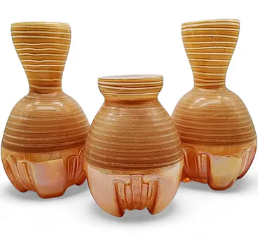 3 Space Age little jacketed vase in Murano glass, 1970s