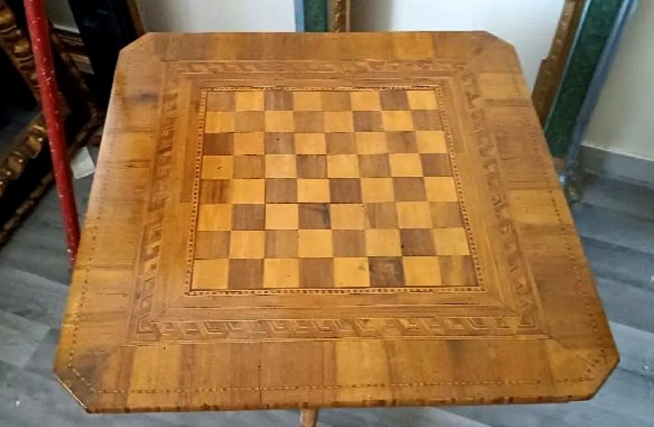 Tavolo intarsiato in vari tipi di legno, '800 4