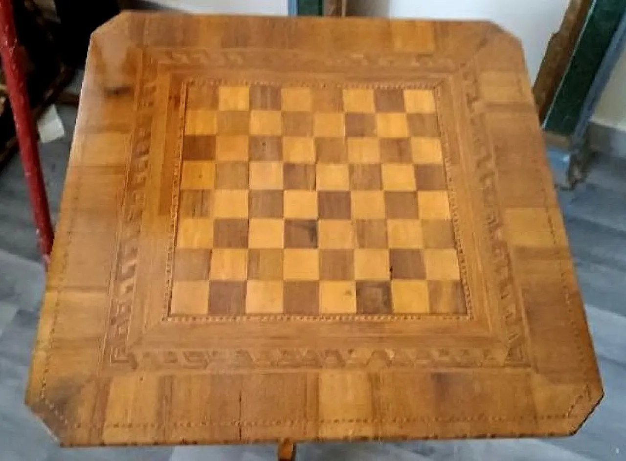 Tavolo intarsiato in vari tipi di legno, '800 5
