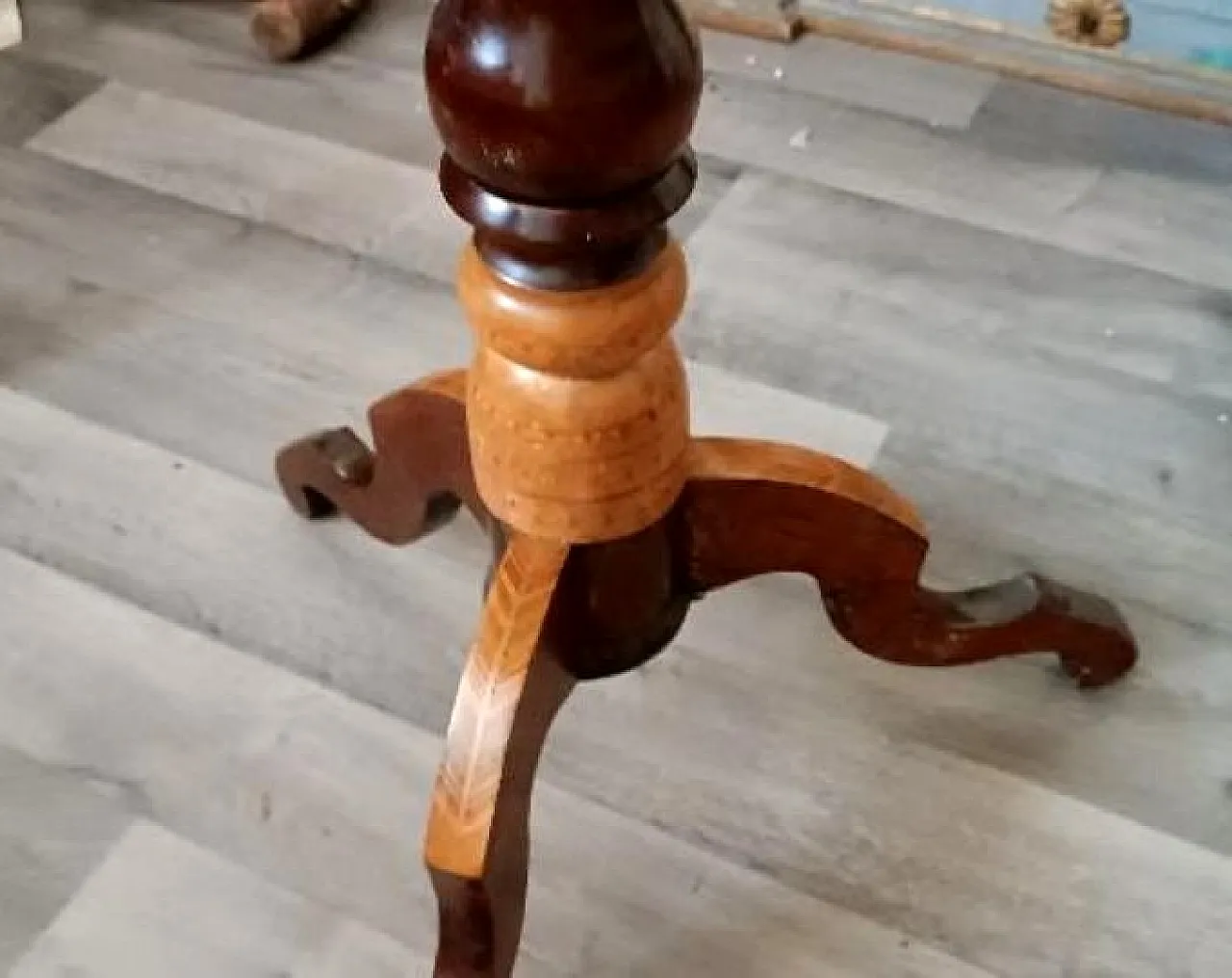 Tavolo intarsiato in vari tipi di legno, '800 6