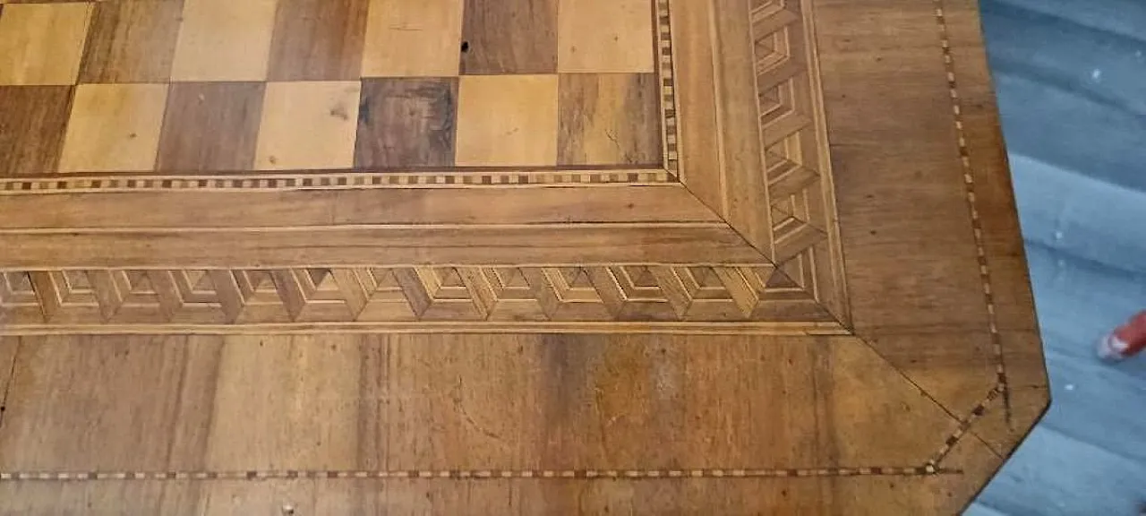 Tavolo intarsiato in vari tipi di legno, '800 8