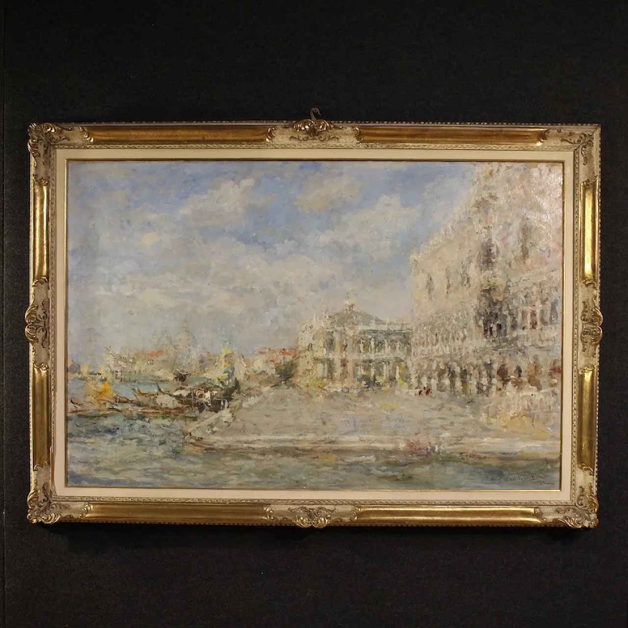 Quadro firmato Luigi Mantovani, veduta di Venezia, anni '30 1