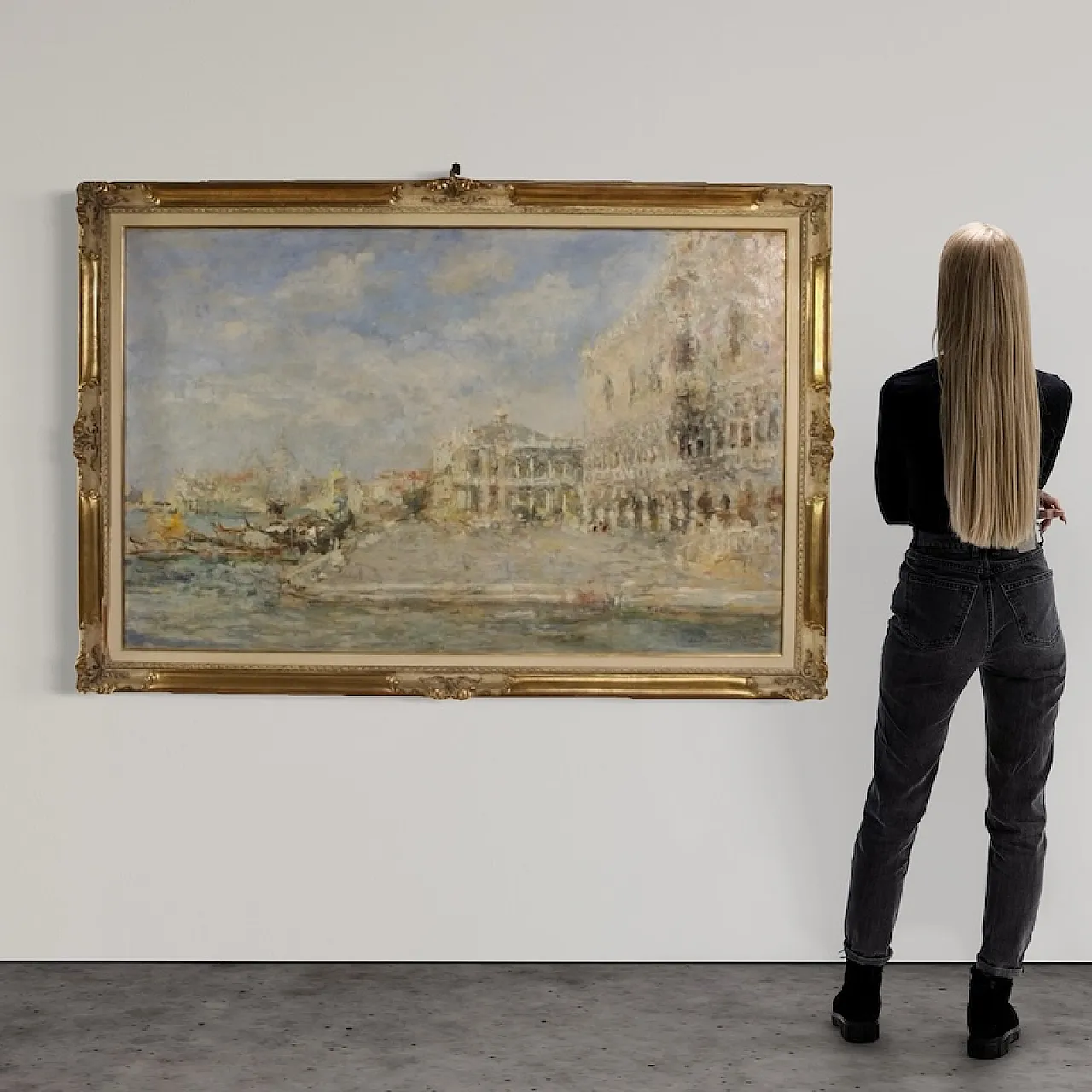 Quadro firmato Luigi Mantovani, veduta di Venezia, anni '30 2