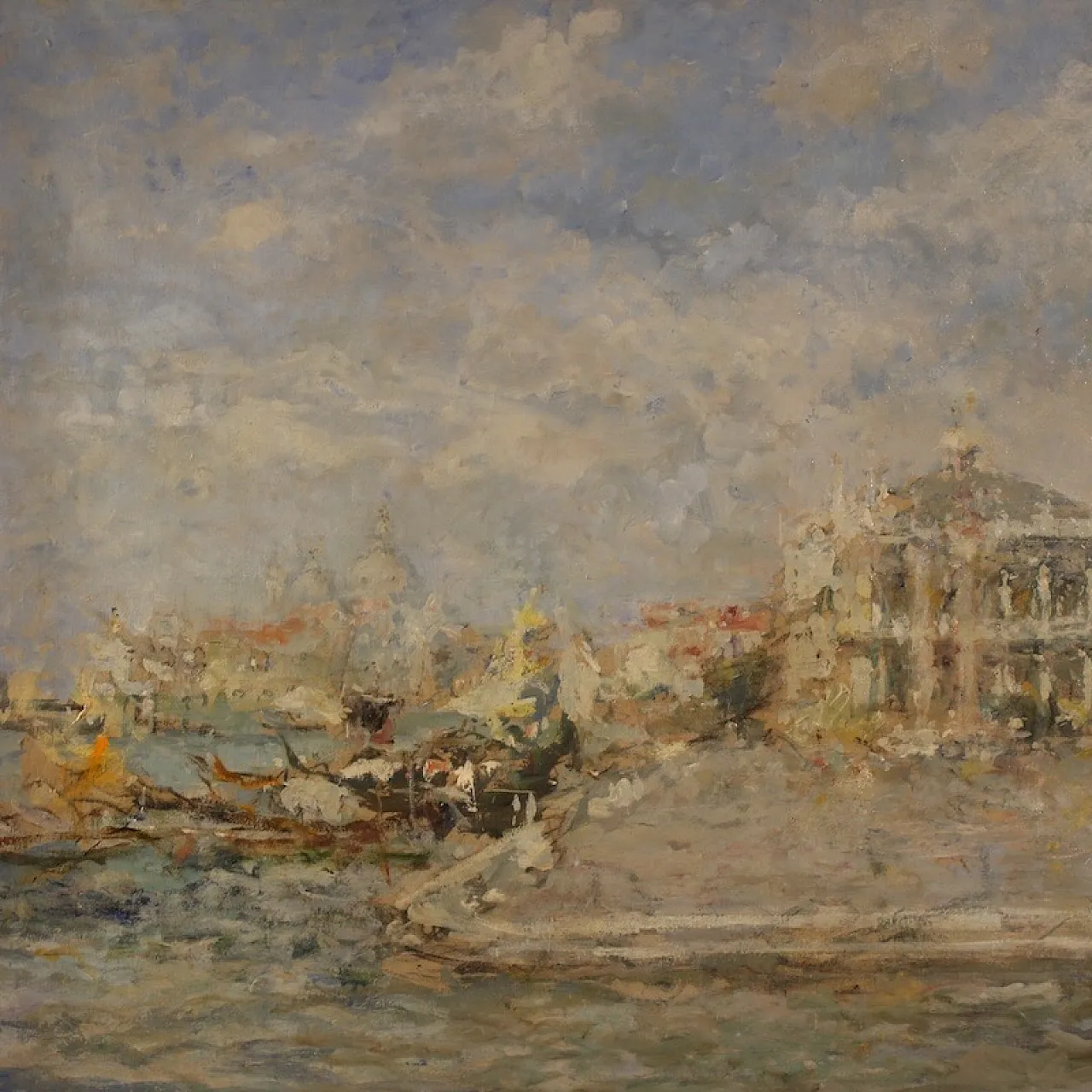 Quadro firmato Luigi Mantovani, veduta di Venezia, anni '30 3