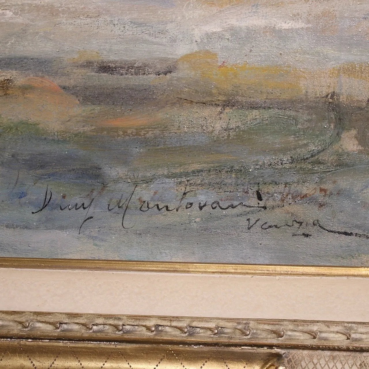 Quadro firmato Luigi Mantovani, veduta di Venezia, anni '30 7