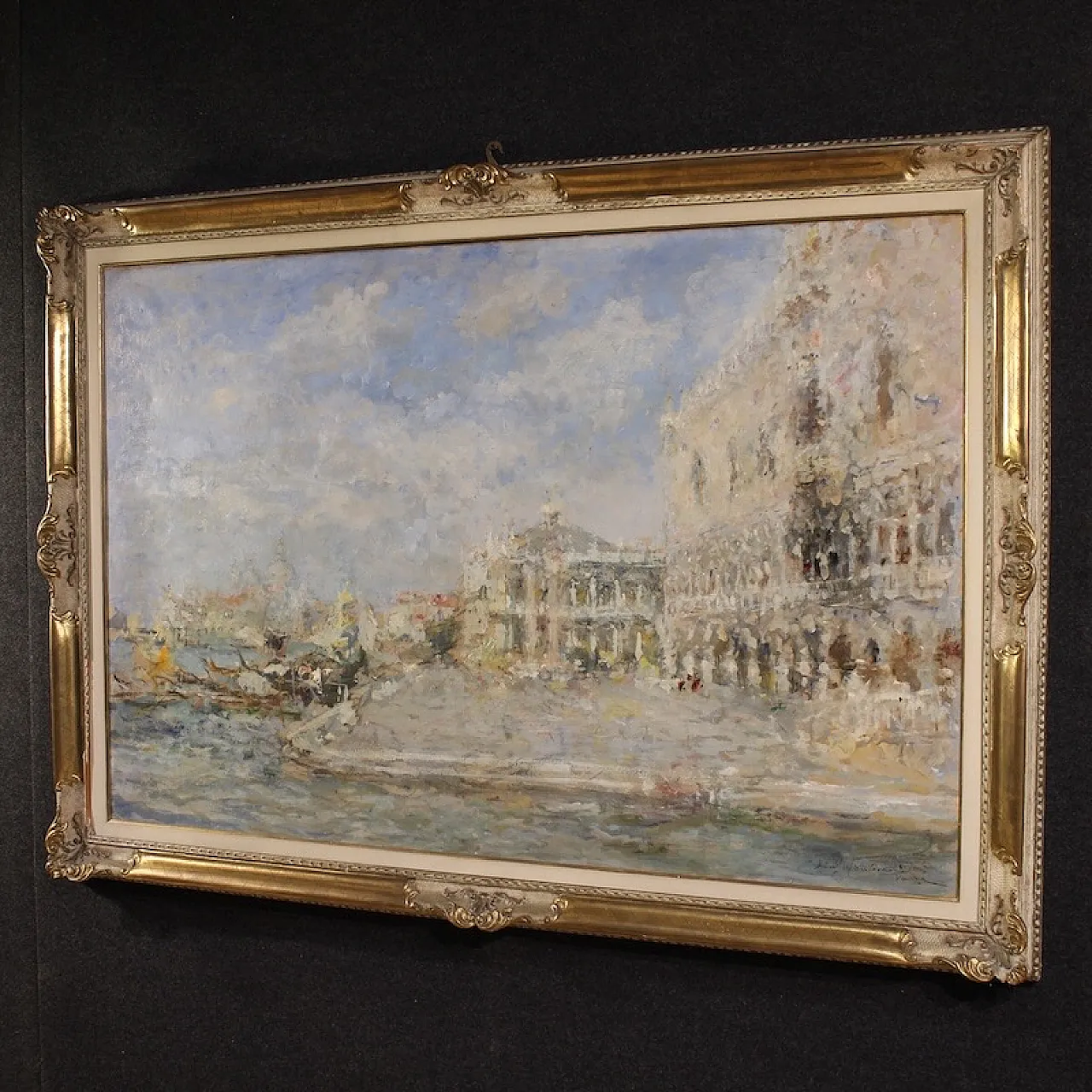 Quadro firmato Luigi Mantovani, veduta di Venezia, anni '30 14