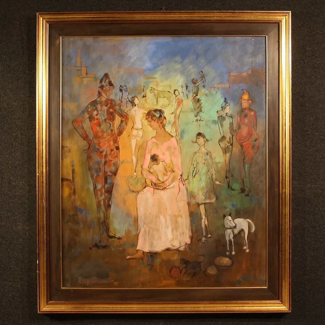 Italian painting family of Saltimbanchi dated 1981 1